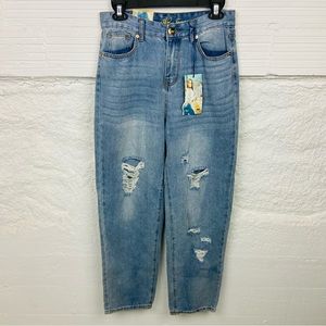 NWT AL JEANS high waisted distressed straight leg denim cotton jeans size 9